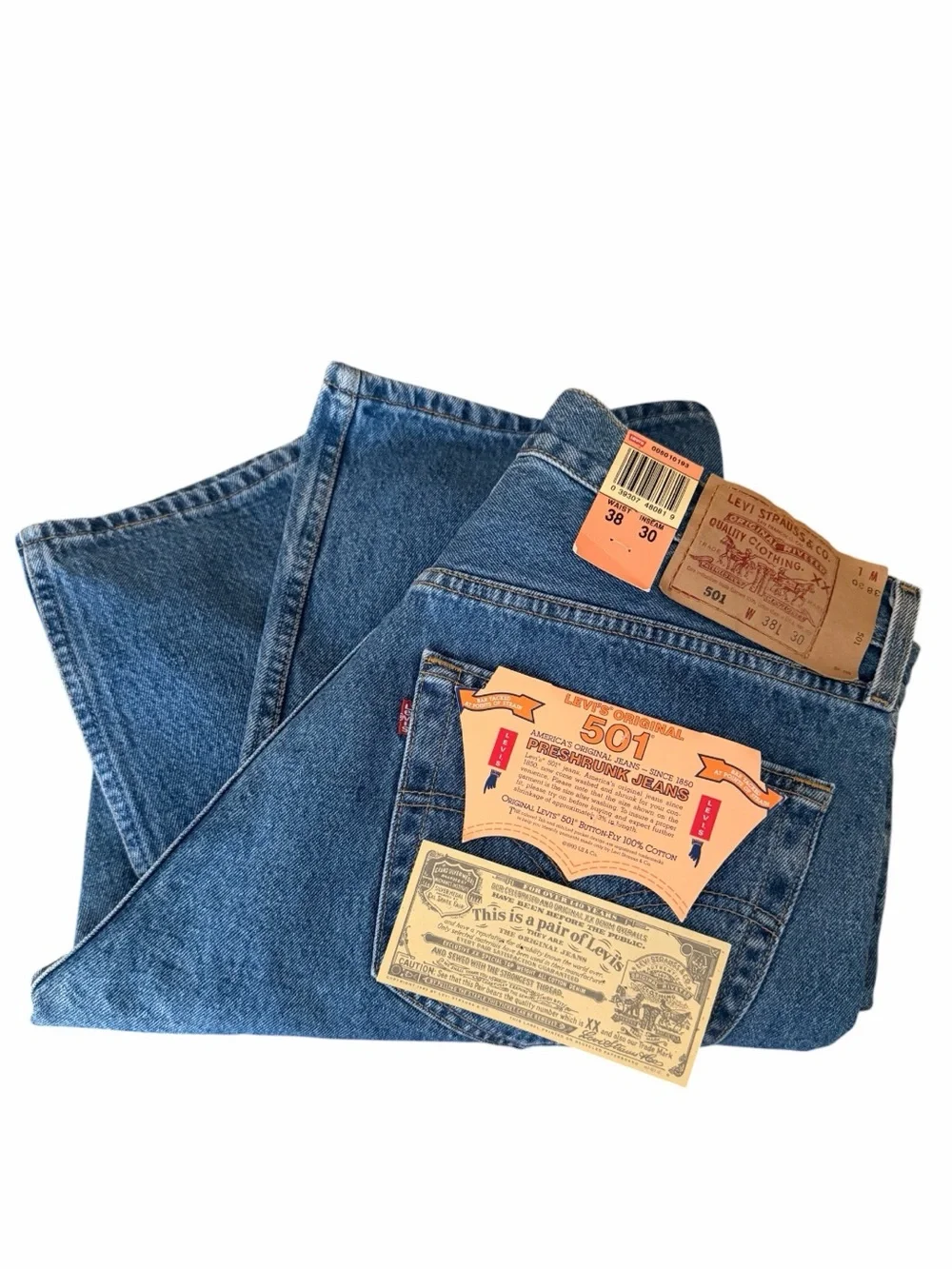 Levi’s Vintage New Old Stock, 501-0193 Button Fly Made in USA Jeans Size W38 L30